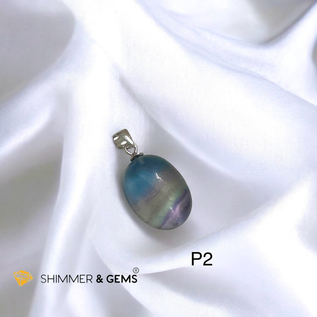Fluorite Oval Pendant in 925 Silver- Flow in Life