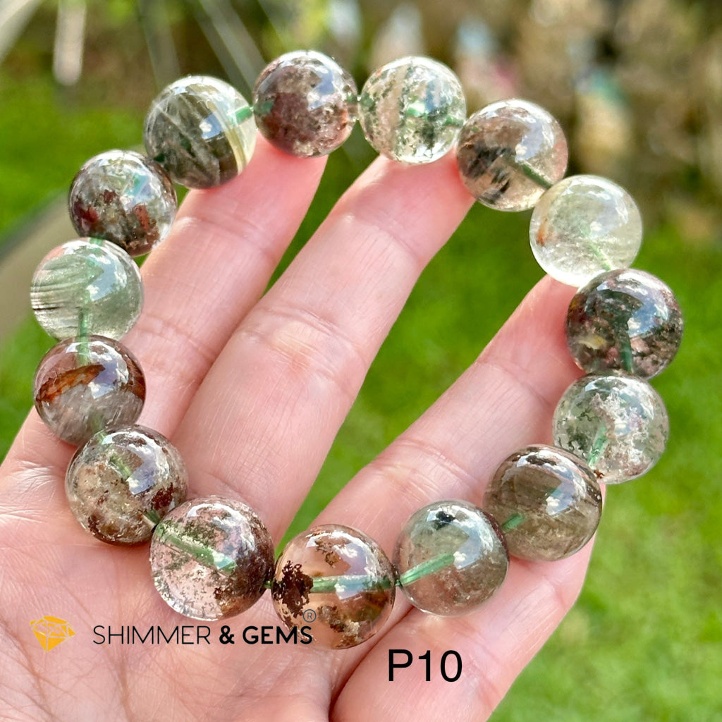 Four Seasons Phantom Quartz Bracelet (11-14mm) Lodolite or Garden Quartz