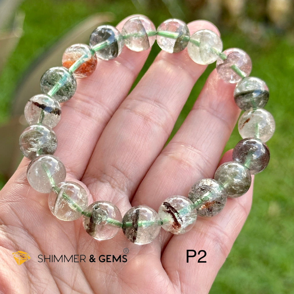 Four Seasons Phantom Quartz Bracelet (11-14mm) Lodolite or Garden Quartz