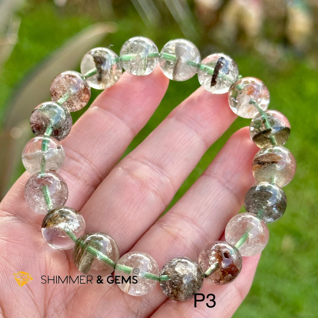 Four Seasons Phantom Quartz Bracelet (11-14mm) Lodolite or Garden Quartz