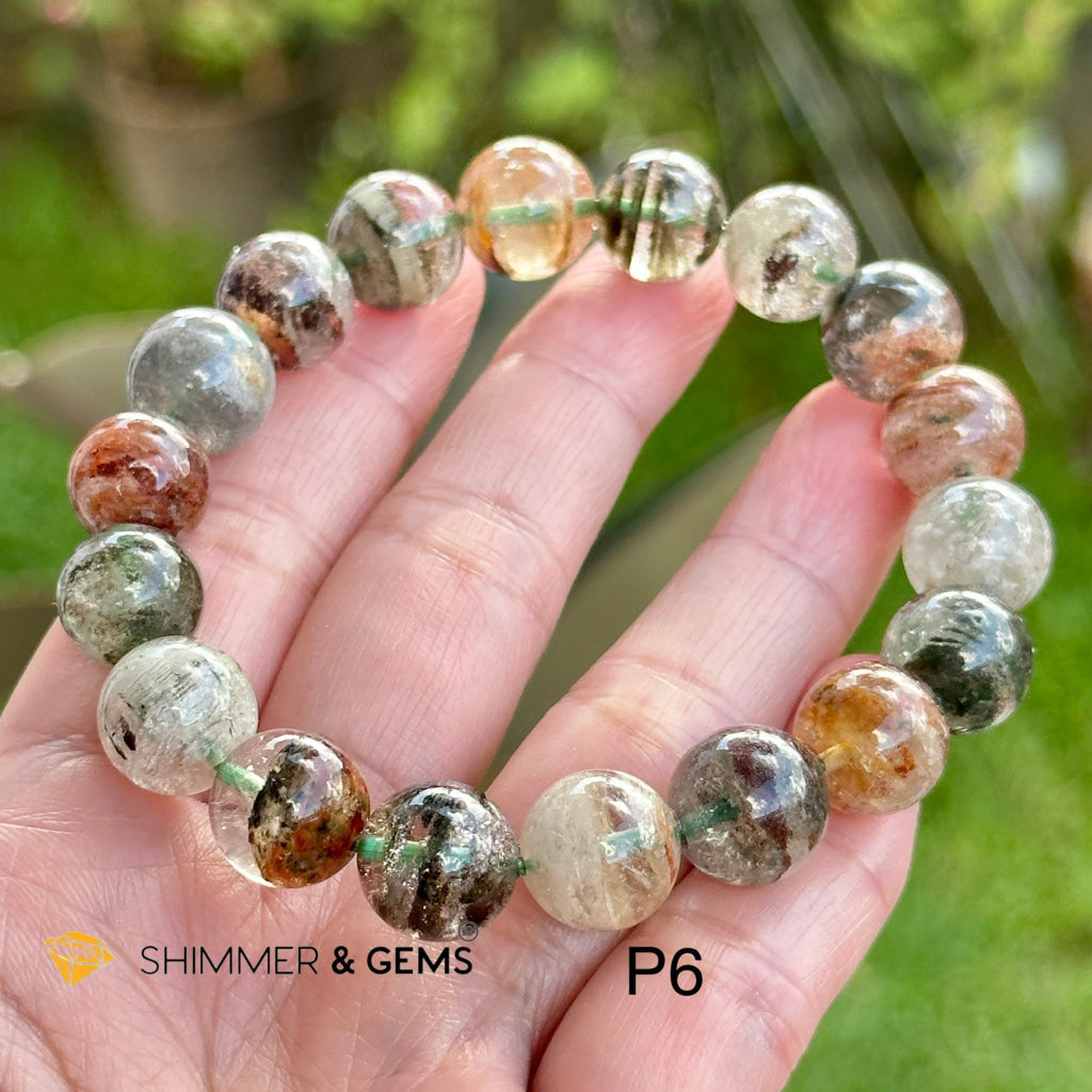 Four Seasons Phantom Quartz Bracelet (11-14mm) Lodolite or Garden Quartz