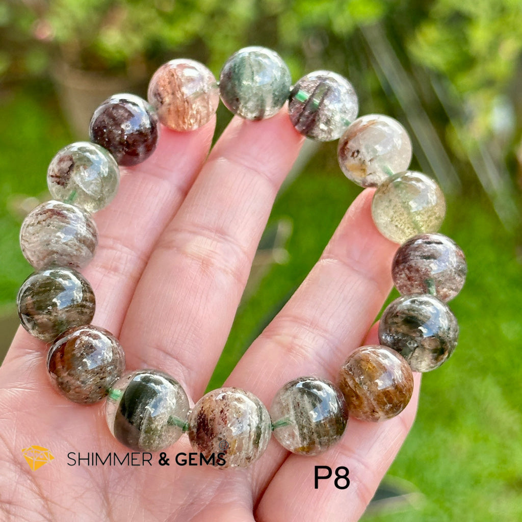 Four Seasons Phantom Quartz Bracelet (11-14mm) Lodolite or Garden Quartz