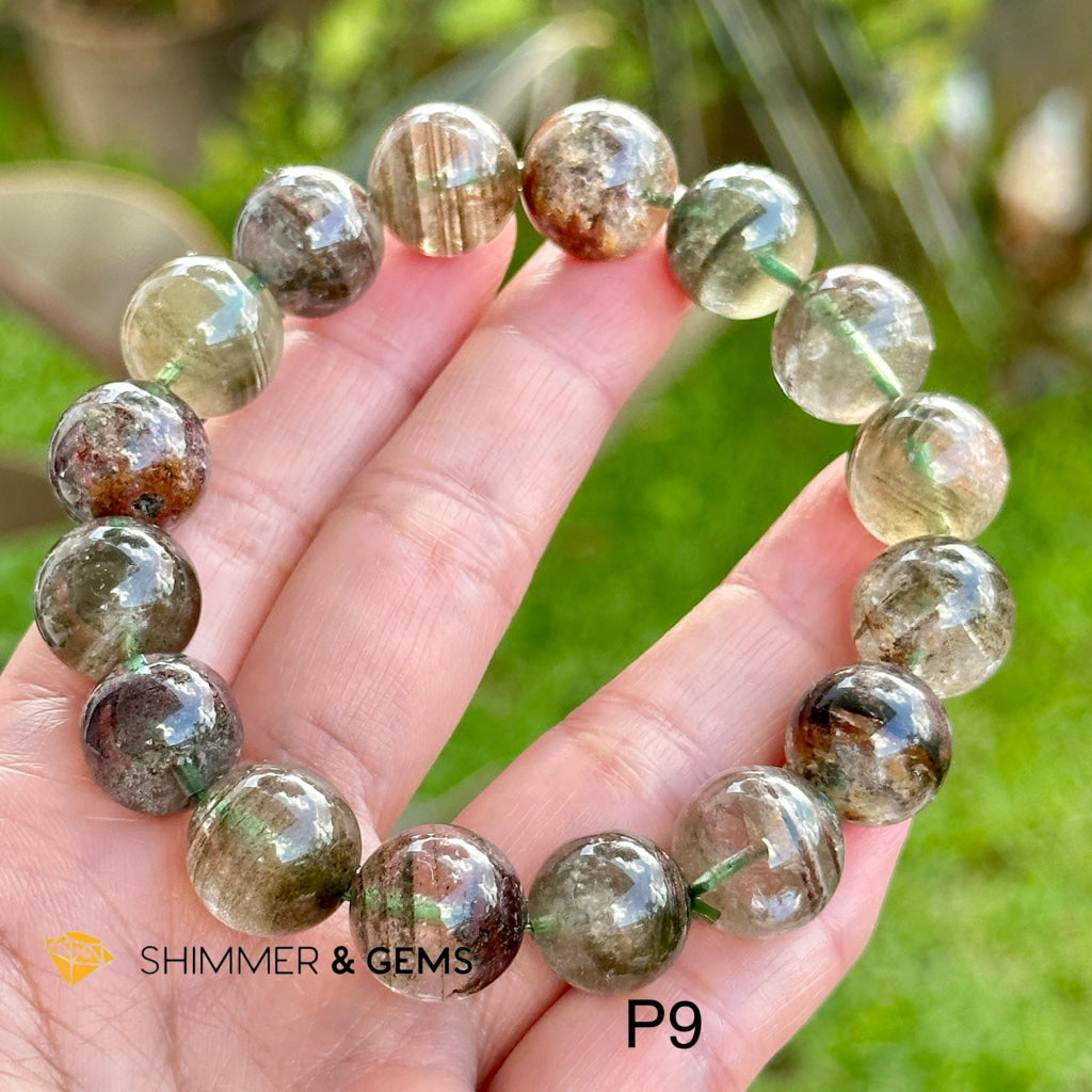 Four Seasons Phantom Quartz Bracelet (11-14mm) Lodolite or Garden Quartz