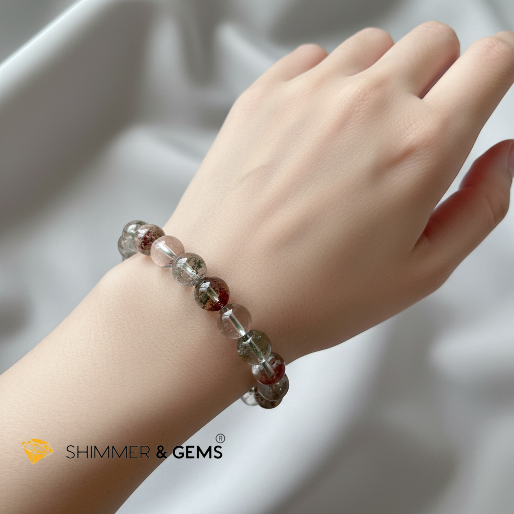 Four Seasons Phantom Quartz Bracelet (8-9mm) AAA Grade (Lodolite or Garden Quartz )