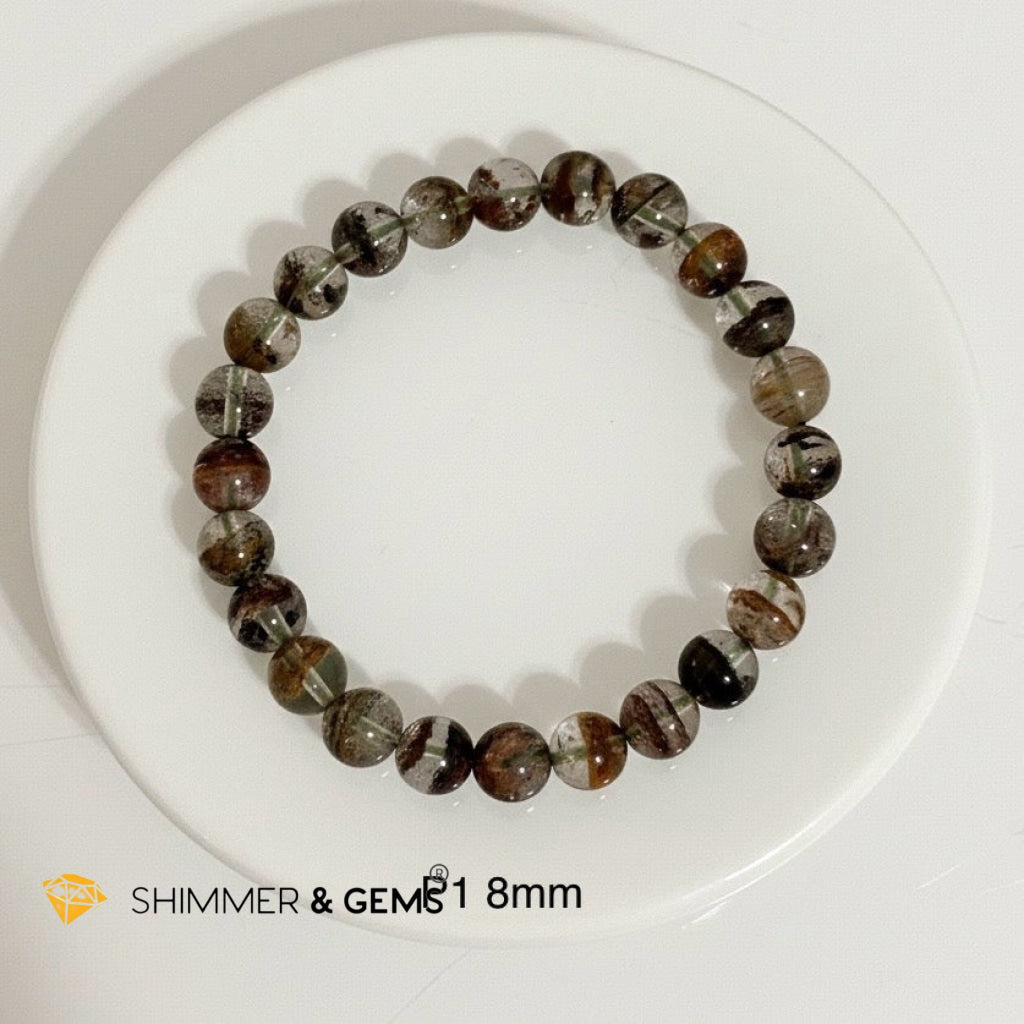 Four Seasons Phantom Quartz Bracelet (8-9mm) AAA Grade (Lodolite or Garden Quartz )