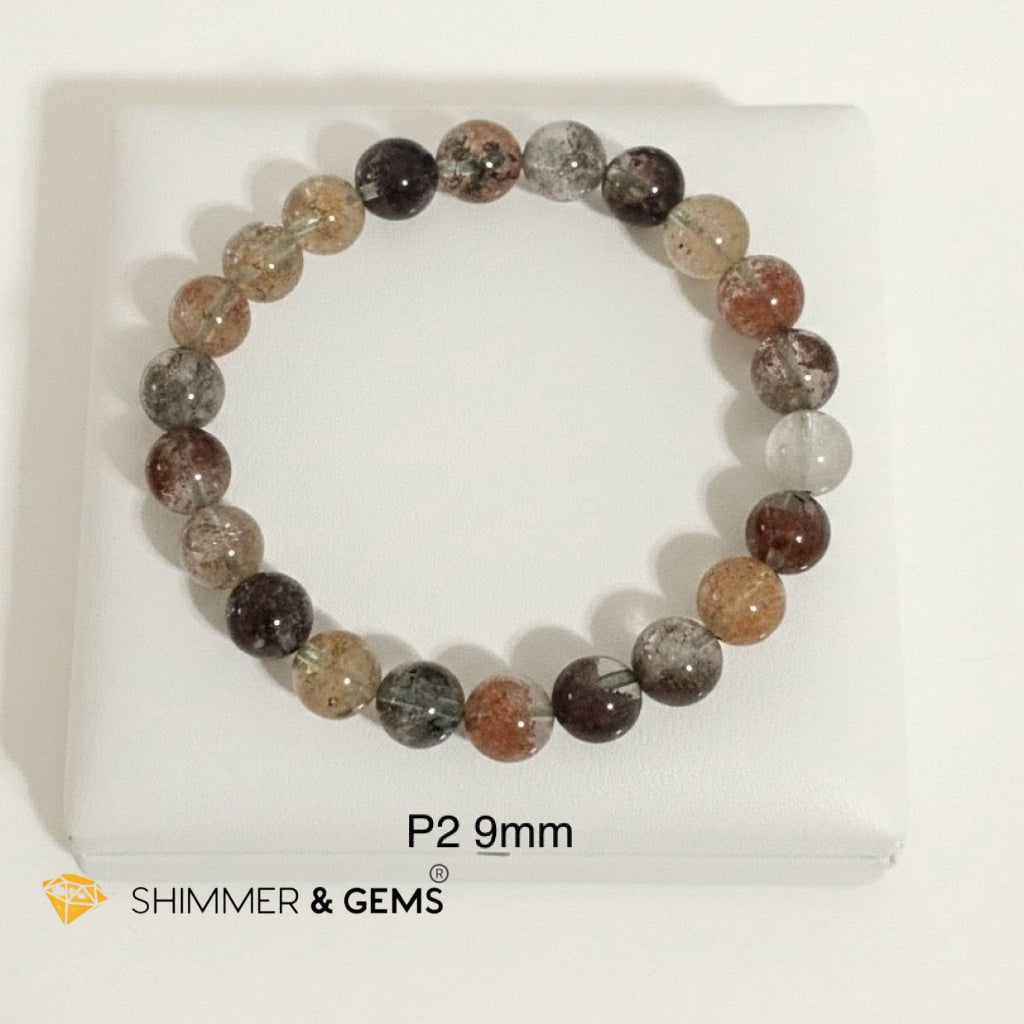 Four Seasons Phantom Quartz Bracelet (8-9mm) AAA Grade (Lodolite or Garden Quartz )