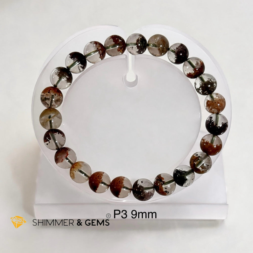 Four Seasons Phantom Quartz Bracelet (8-9mm) AAA Grade (Lodolite or Garden Quartz )