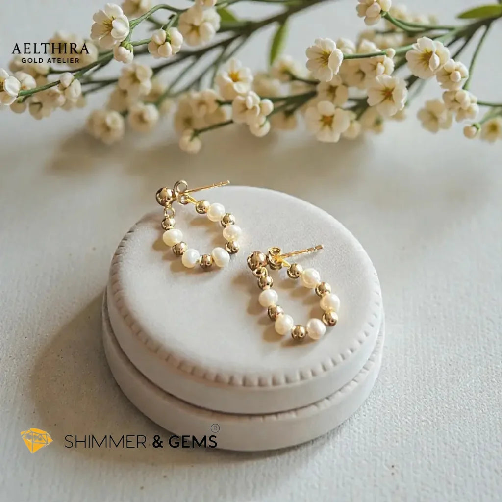 Freshwater Pearl & 14K Gold Filled Hoop Earrings Earrings