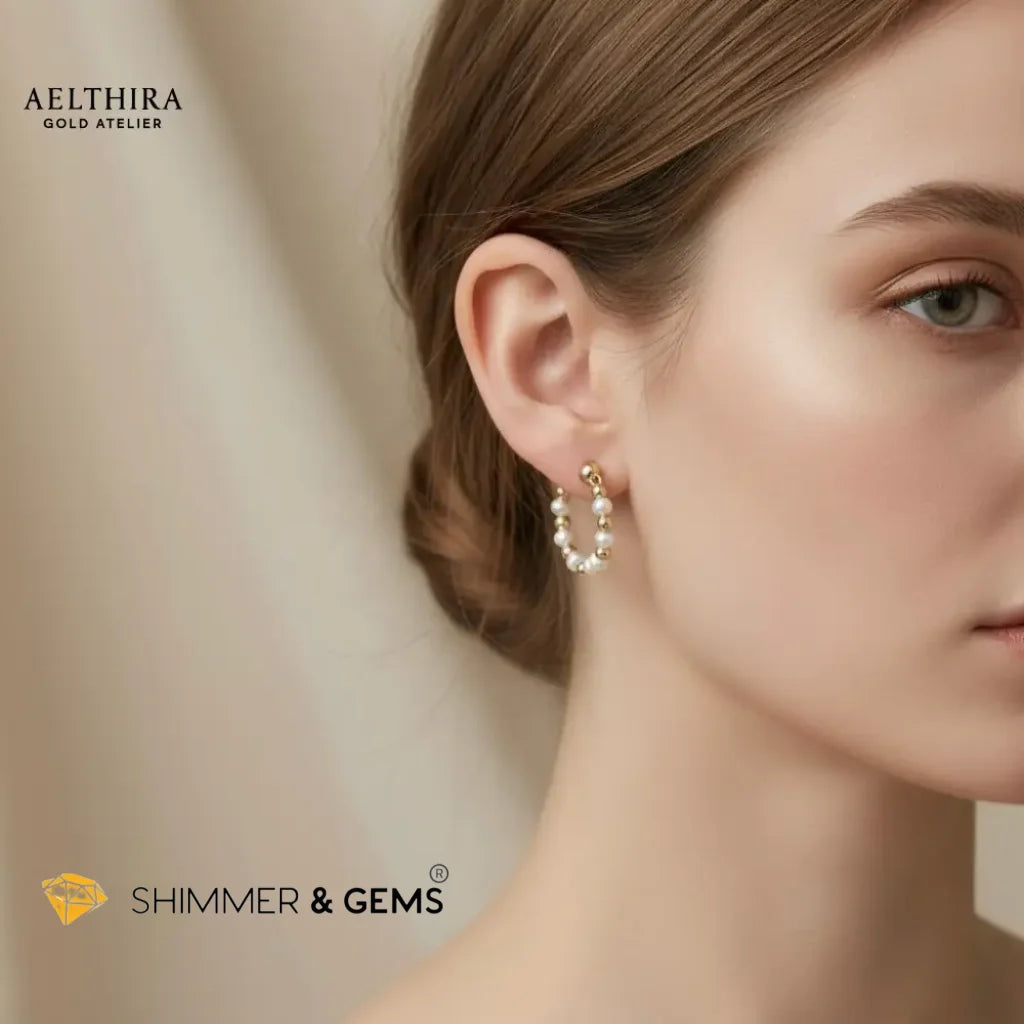 Freshwater Pearl & 14K Gold Filled Hoop Earrings Earrings