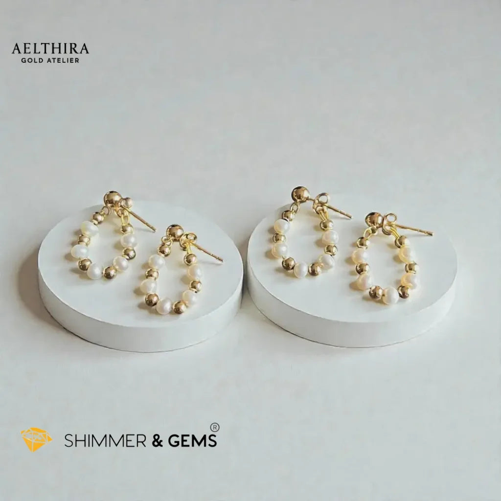 Freshwater Pearl & 14K Gold Filled Hoop Earrings Earrings