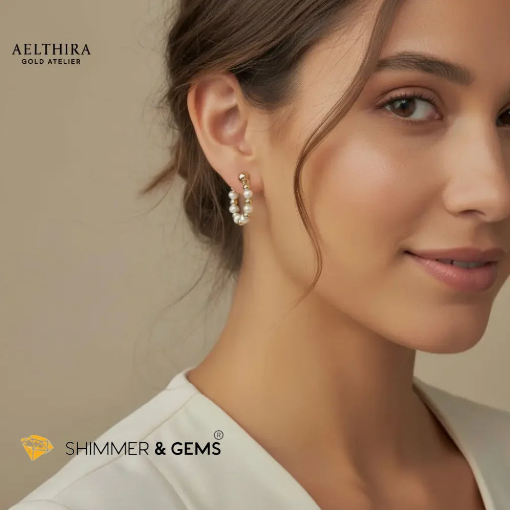Freshwater Pearl & 14K Gold Filled Hoop Earrings Earrings