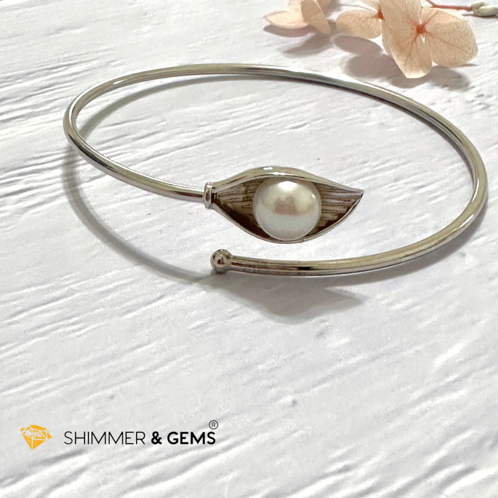 Freshwater Pearl 9mm Round 925 Silver Bangle