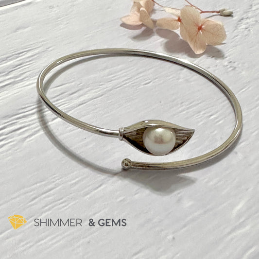 Freshwater Pearl 9mm Round 925 Silver Bangle
