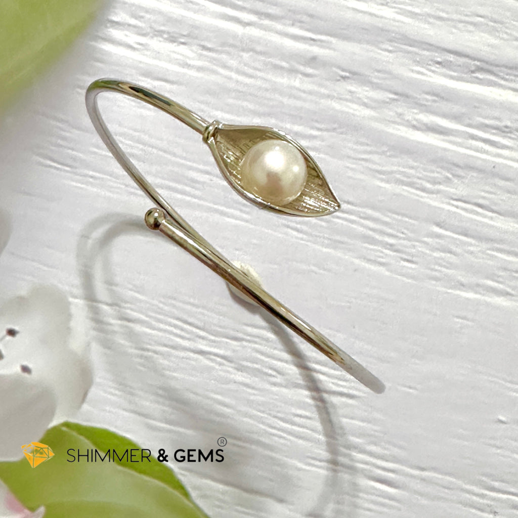 Freshwater Pearl 9mm Round 925 Silver Bangle