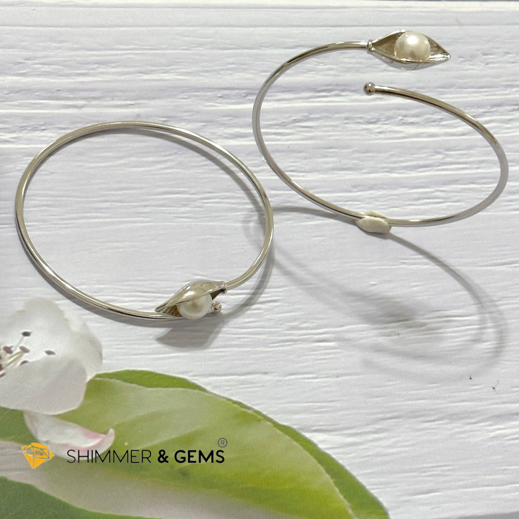 Freshwater Pearl 9mm Round 925 Silver Bangle