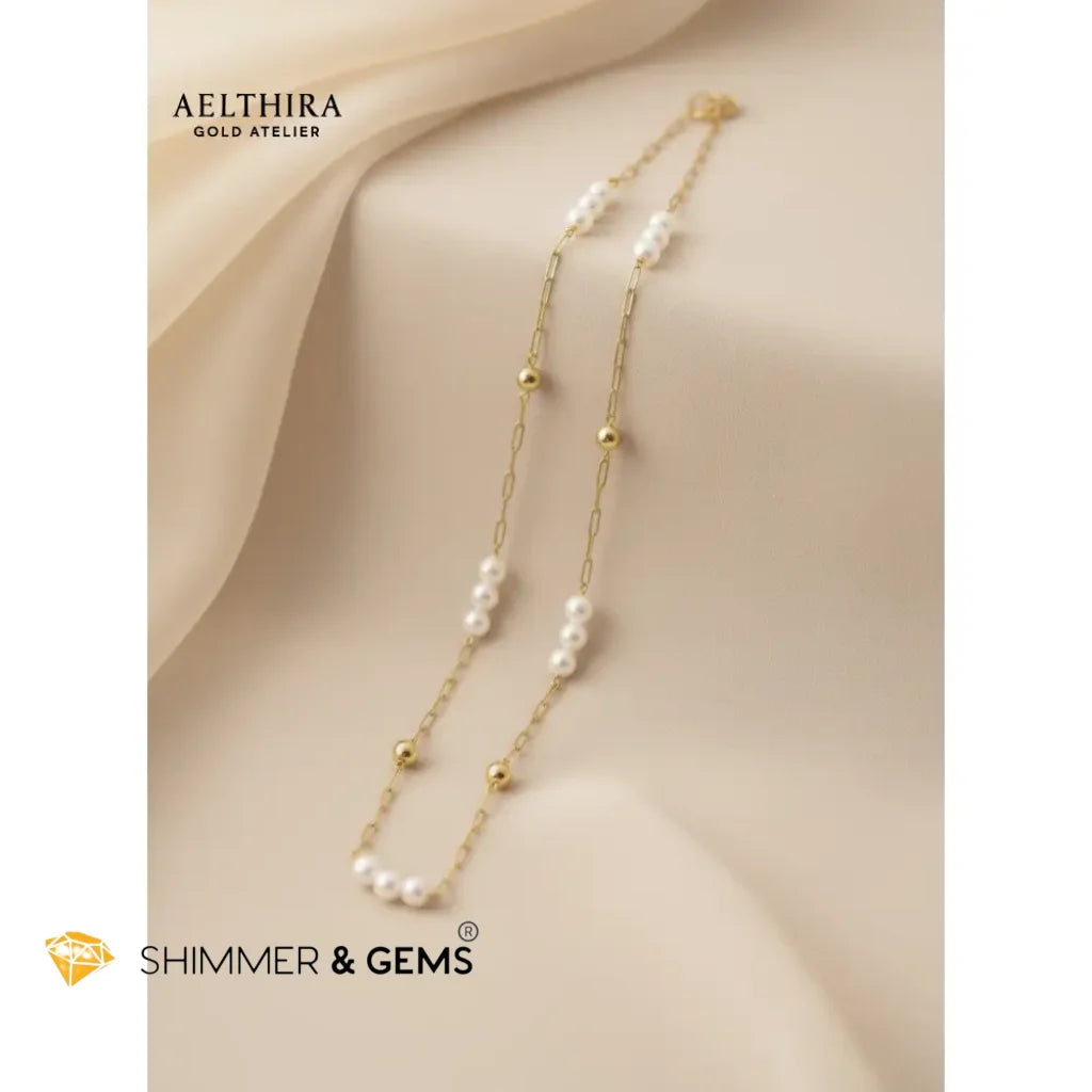 Paperclip with Freshwater Pearl 14K Gold Filled Necklace 18” 18” Necklace