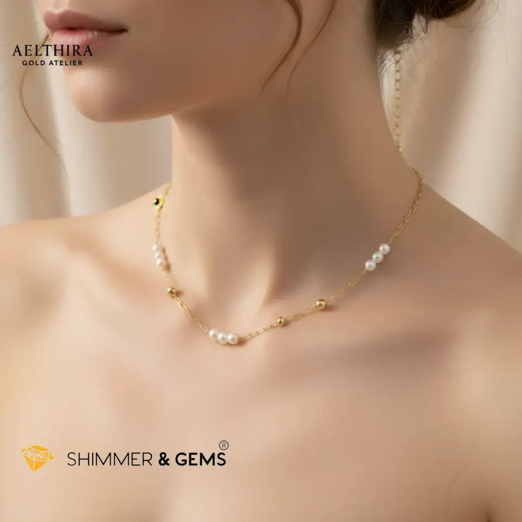 Paperclip with Freshwater Pearl 14K Gold Filled Necklace 18” 18” Necklace