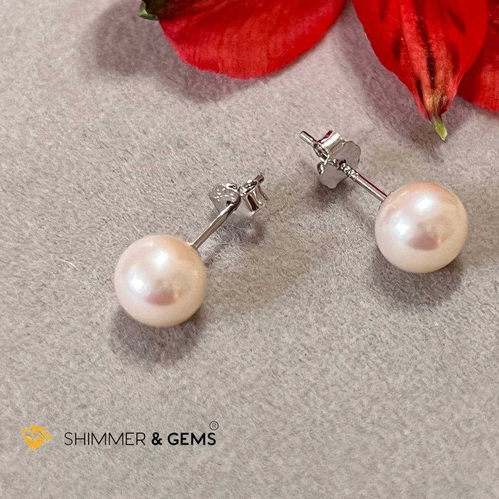 Freshwater Pearl Stud Earrings & Pendant With 925 Silver Chain Set