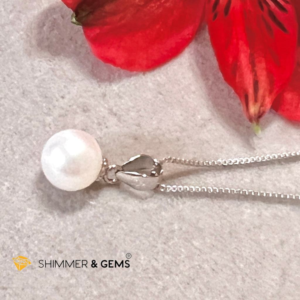 Freshwater Pearl Stud Earrings & Pendant With 925 Silver Chain Set