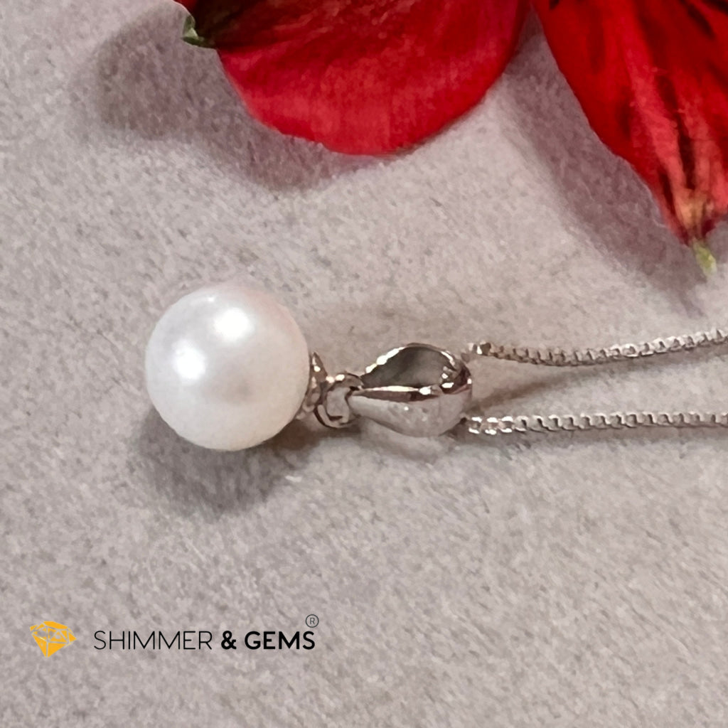 Freshwater Pearl Stud Earrings & Pendant With 925 Silver Chain Set