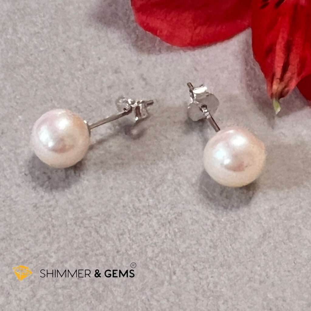 Freshwater Pearl Stud Earrings & Pendant With 925 Silver Chain Set