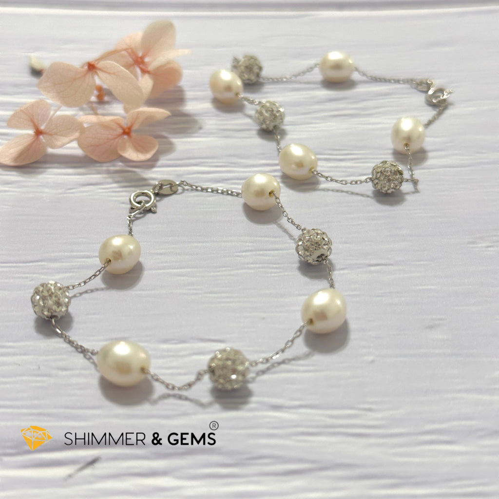 Freshwater Rice Pearl 7mm 925 Silver Bracelet