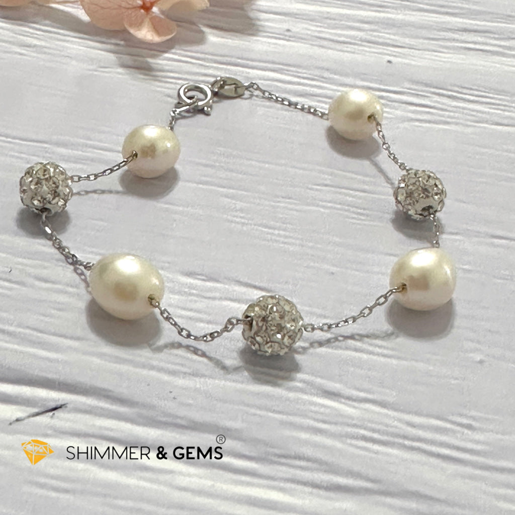 Freshwater Rice Pearl 7mm 925 Silver Bracelet