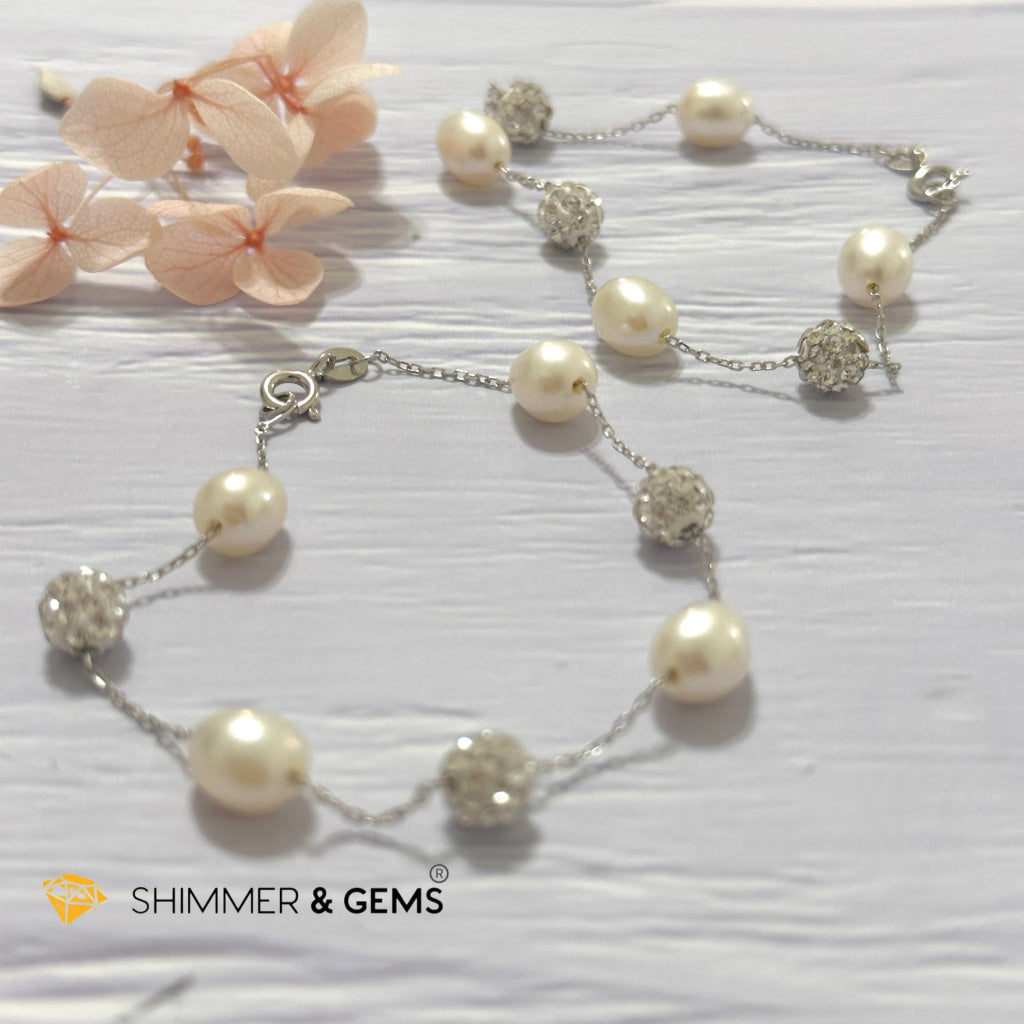 Freshwater Rice Pearl 7mm 925 Silver Bracelet