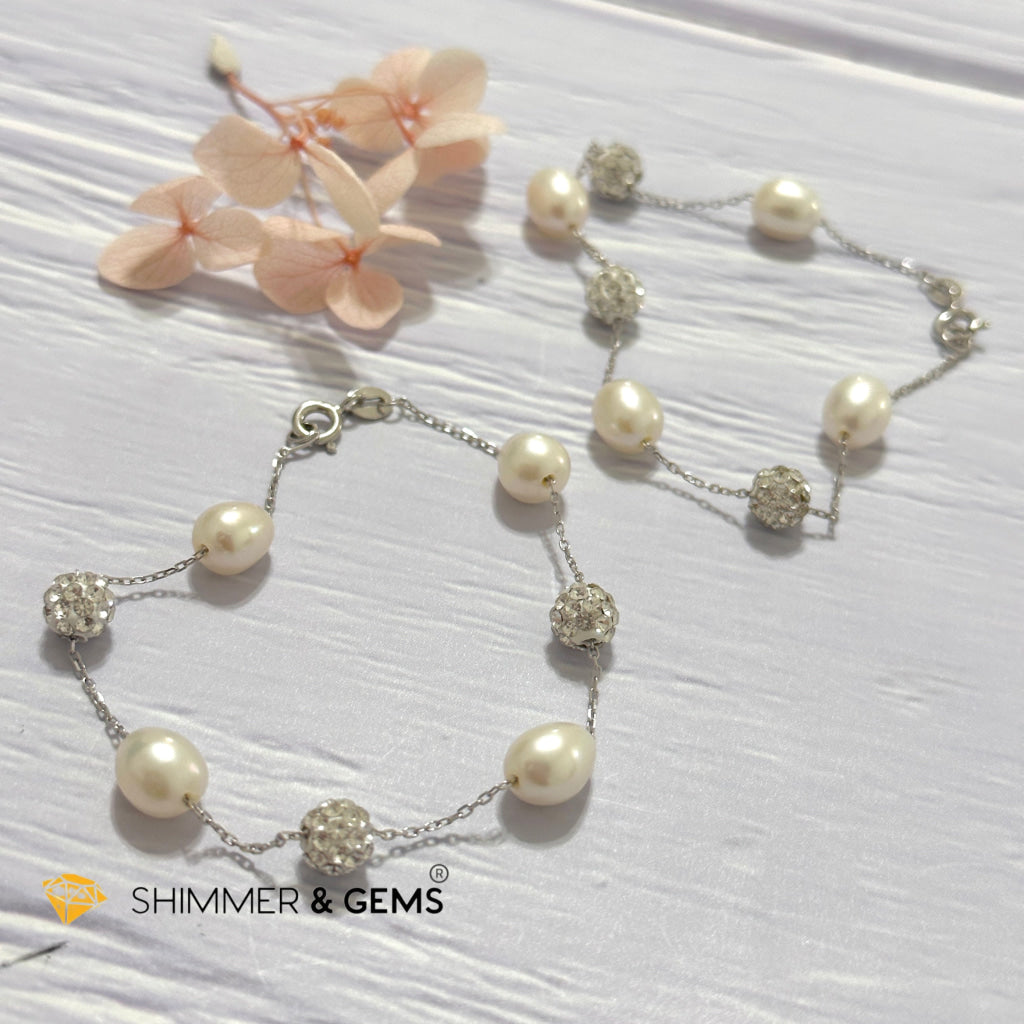 Freshwater Rice Pearl 7mm 925 Silver Bracelet