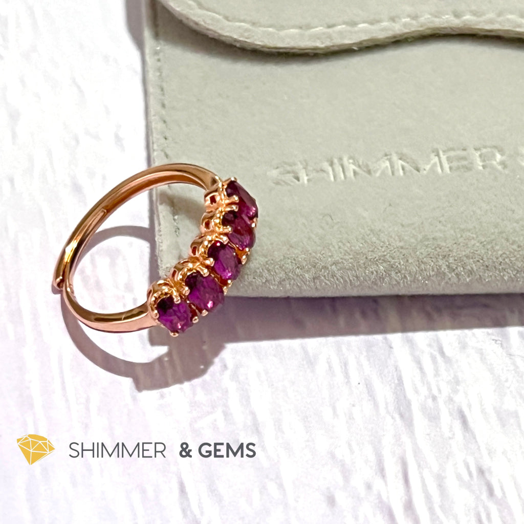 Garnet Rhodolite Rose Gold 925 Silver Ring Adjustable (Love And Energy) Rings