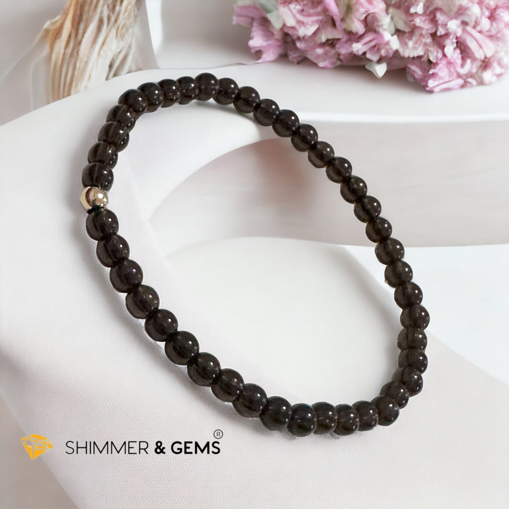 Ghost Month Protection Bundle Bracelets (4mm Onyx, Hematite & Smoky Quartz) with 14k gold filled @35% OFF