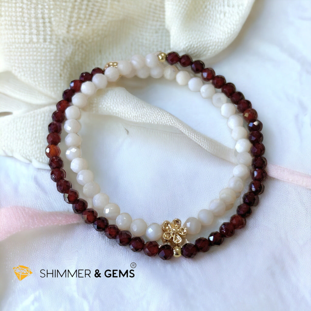 Goddess Durga Infinity Double Bracelet (Power, Strength & Protection)Garnet & Mother Pearl