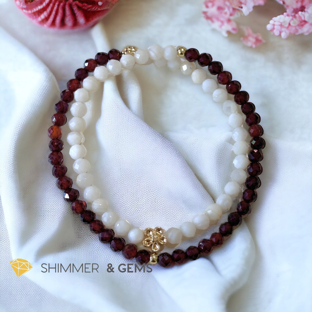 Goddess Durga Infinity Double Bracelet (Power, Strength & Protection)Garnet & Mother Pearl