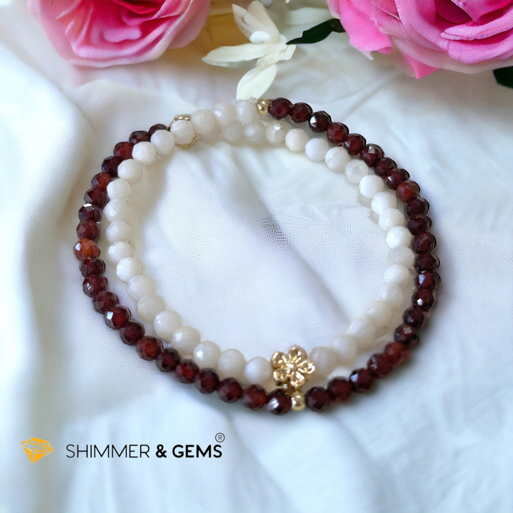 Goddess Durga Infinity Double Bracelet (Power, Strength & Protection)Garnet & Mother Pearl