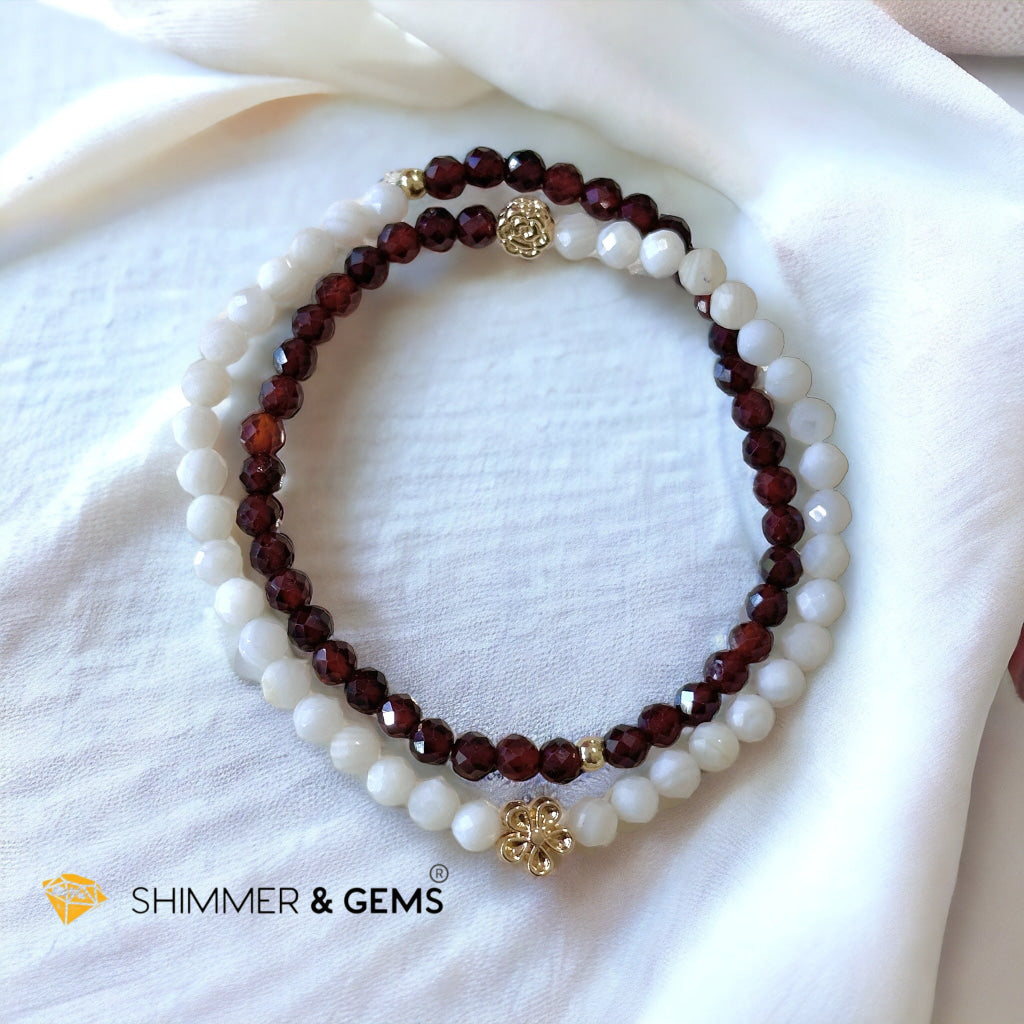 Goddess Durga Infinity Double Bracelet (Power, Strength & Protection)Garnet & Mother Pearl