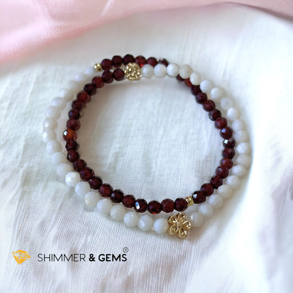 Goddess Durga Infinity Double Bracelet (Power, Strength & Protection)Garnet & Mother Pearl