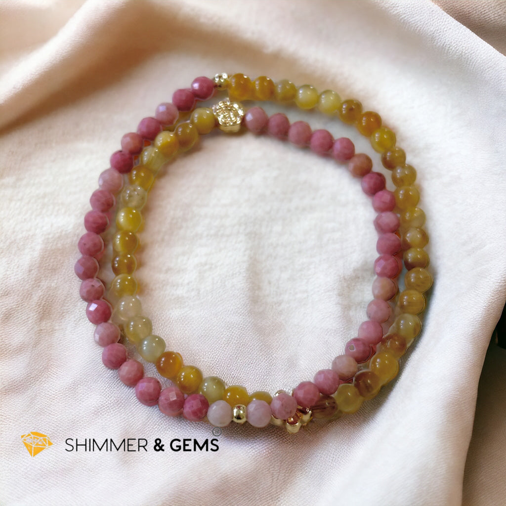 Goddess Magdalene Infinity Double Bracelet (Golden Tiger’s Eye & Rhodochrosite)Clearing Your Path