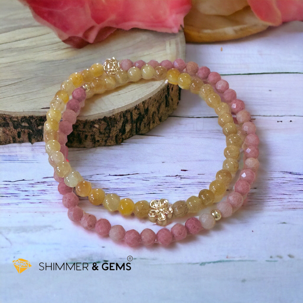 Goddess Magdalene Infinity Double Bracelet (Golden Tiger’s Eye & Rhodochrosite)Clearing Your Path