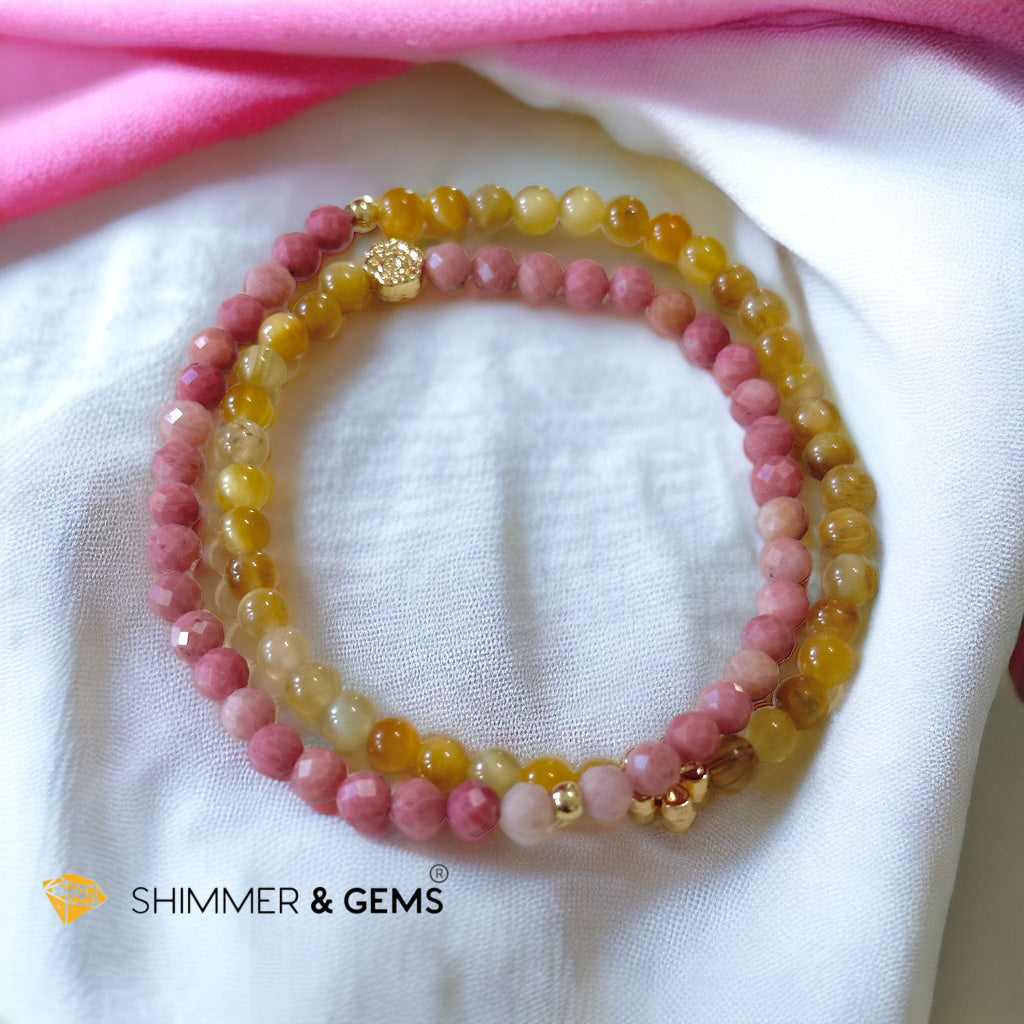 Goddess Magdalene Infinity Double Bracelet (Golden Tiger’s Eye & Rhodochrosite)Clearing Your Path