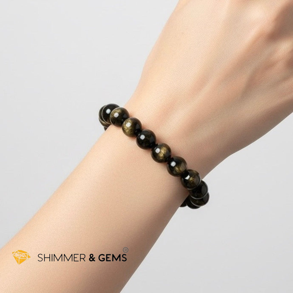 Gold Sheen Obsidian 8mm Bracelet (Protection • Wealth • Personal Power)