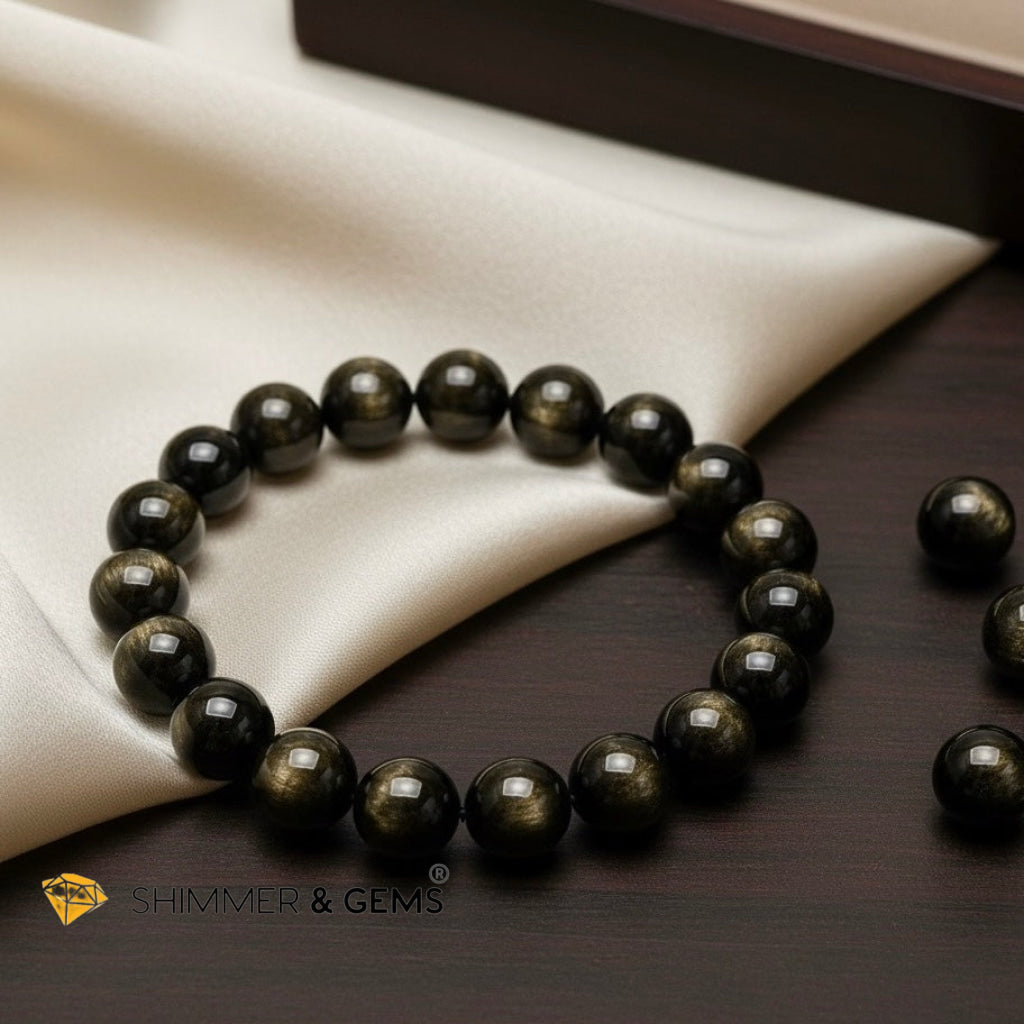 Gold Sheen Obsidian 8mm Bracelet (Protection • Wealth • Personal Power)