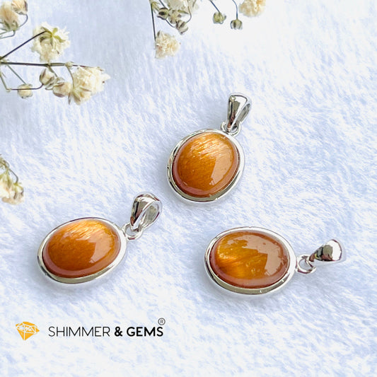 Gold Sunstone Oval Pendant 8X10Mm Charms & Pendants