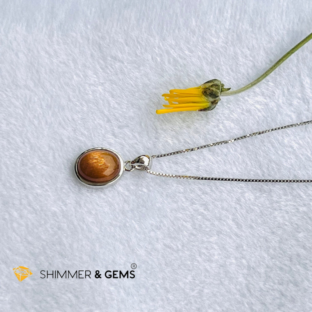Gold Sunstone Oval Pendant 8X10Mm Charms & Pendants