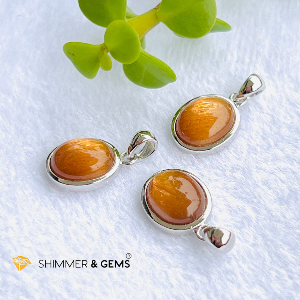 Gold Sunstone Oval Pendant 8X10Mm Charms & Pendants