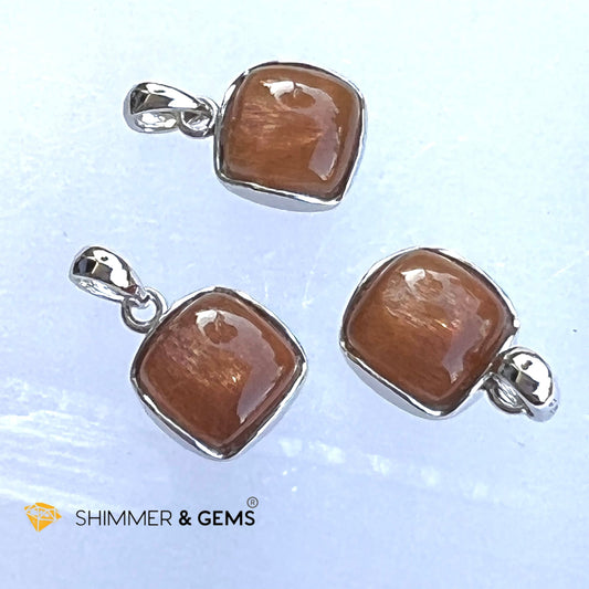 Gold Sunstone Square Pendant 10X10Mm Charms & Pendants