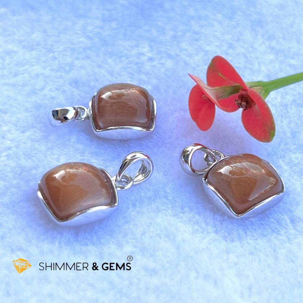 Gold Sunstone Square Pendant 10X10Mm Charms & Pendants