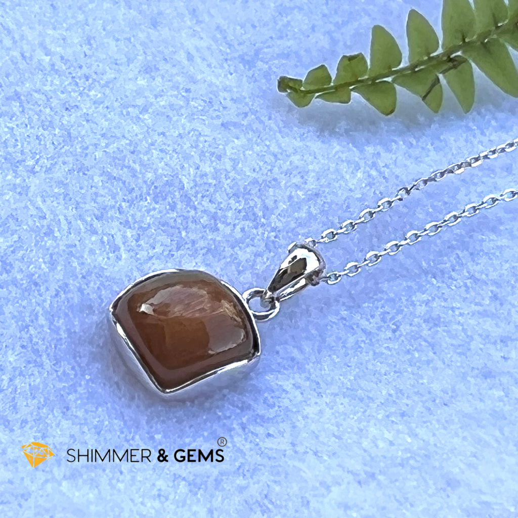 Gold Sunstone Square Pendant 10X10Mm Charms & Pendants