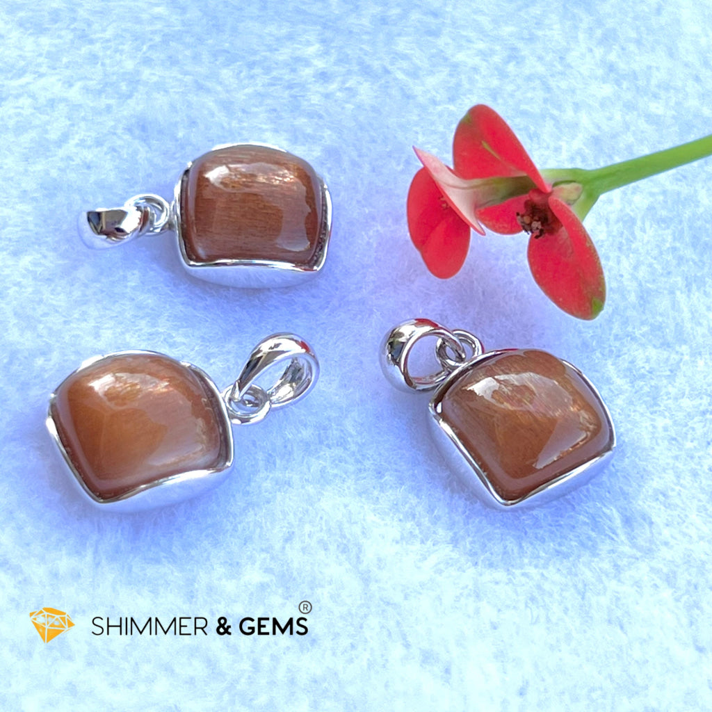 Gold Sunstone Square Pendant 10X10Mm Charms & Pendants