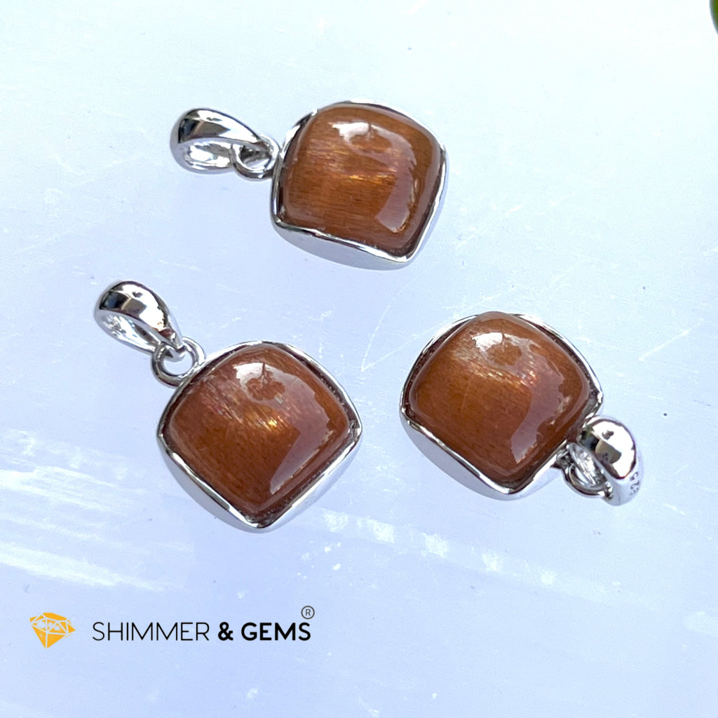 Gold Sunstone Square Pendant 10X10Mm Charms & Pendants