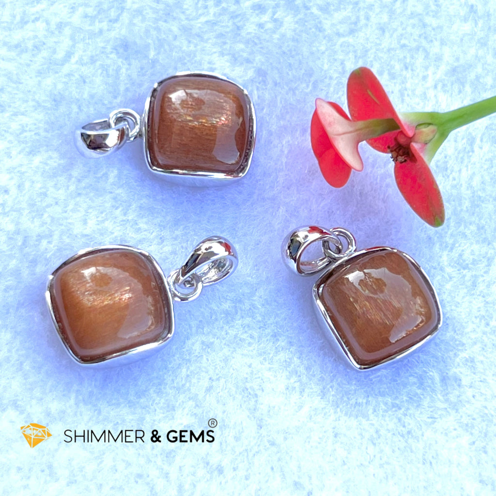 Gold Sunstone Square Pendant 10X10Mm Charms & Pendants